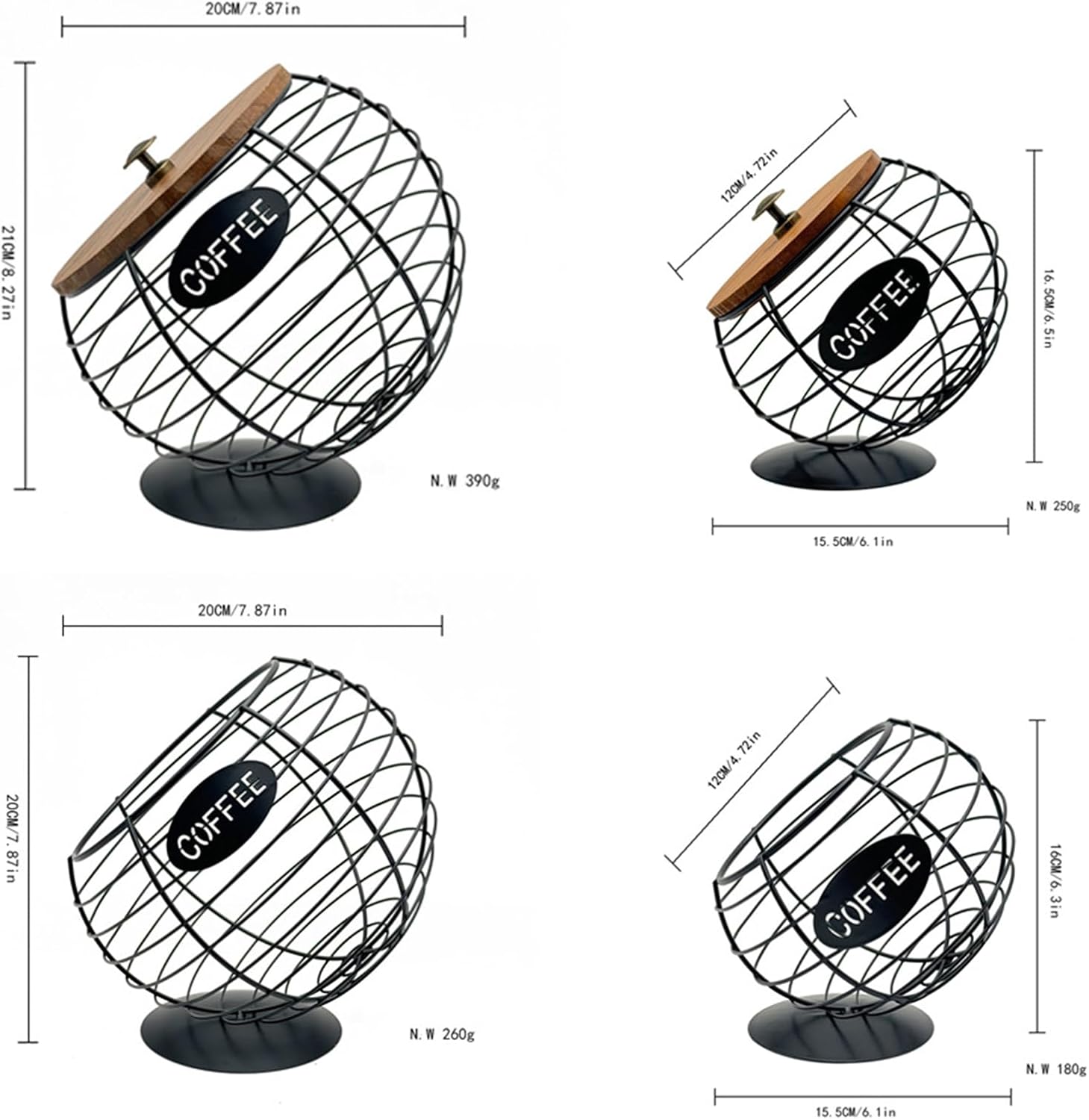 Obliques Mouth Diagonal Basket Iron Art Coffee Organiser For Kitchen Countertop Large Capacity Espresso Pods Dispenser