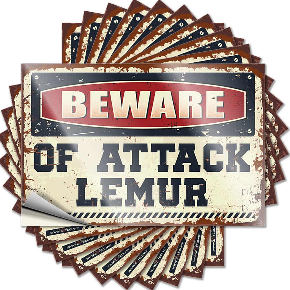 Fzfn Colour Beware Of Attack Lemur Cool Front Porch Decor Farmhouse - Saying Laptop Removable Vinyl Decal(8X12cm)