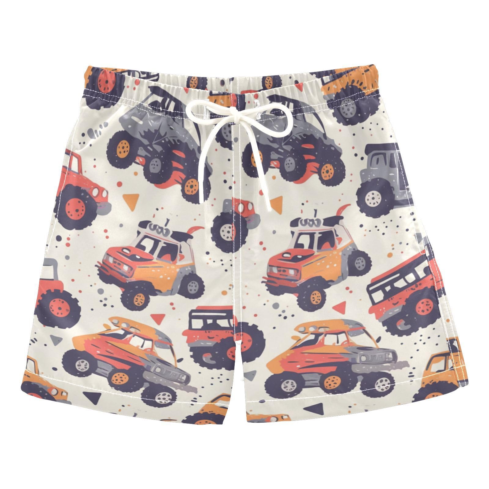 Hand Drawn Truck Car Pattern Toddler Swimshorts Teen's Presents Boys Toddler Joggin Shorts Kids Swimwears Beach 4T