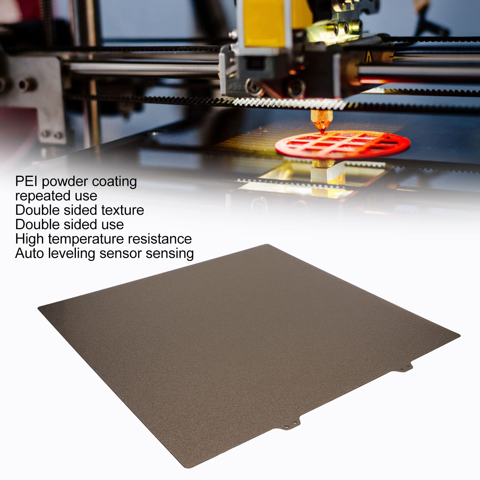Plaque PEI Double Face Magnétique 377 X 370 Mm – Surface Texturée Adhésion Forte – Compatible Ender 5 Plus – Retrait Facile Imprimés 3D