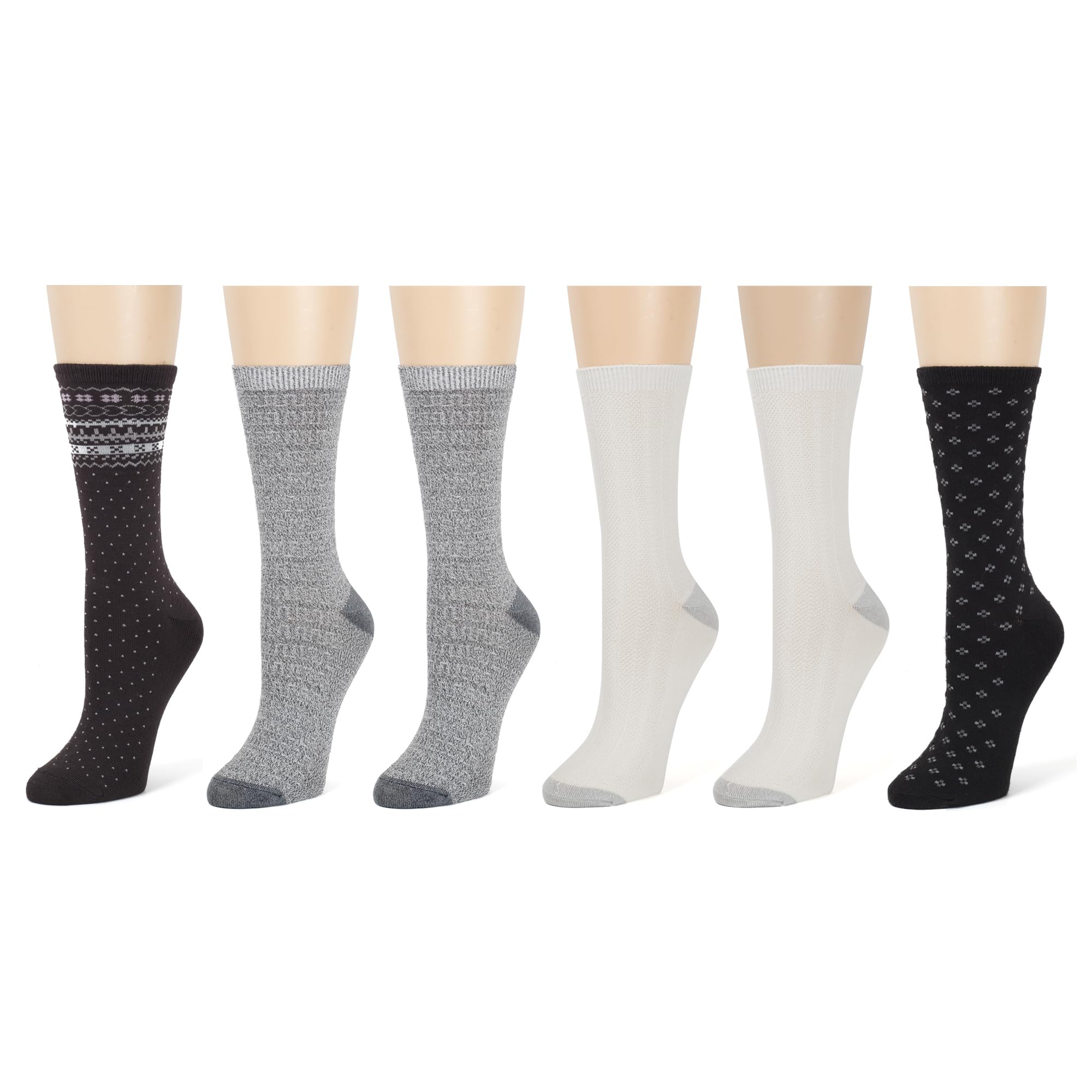 Cuddl DudsWomen Super Soft 6 Pair Pack Modern Multicolor Easy Care Crew Midweight Socks
