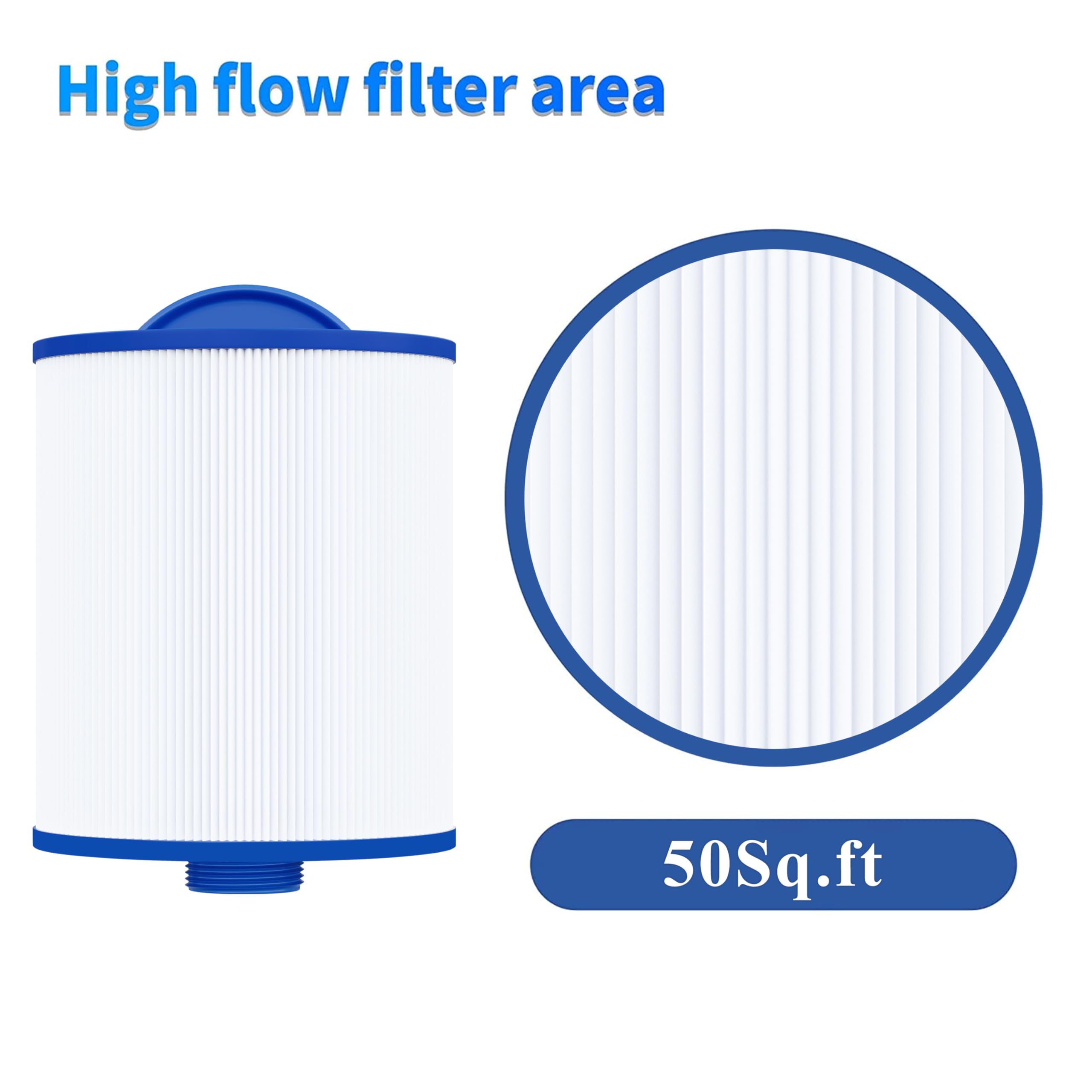 Cryspool Filtro de spa compatible con Unicel 6CH-502, PAS50SV-F2M, Filbur FC-0311, Baleen AK-90161, 50 pies cuadrados, paquete de 2