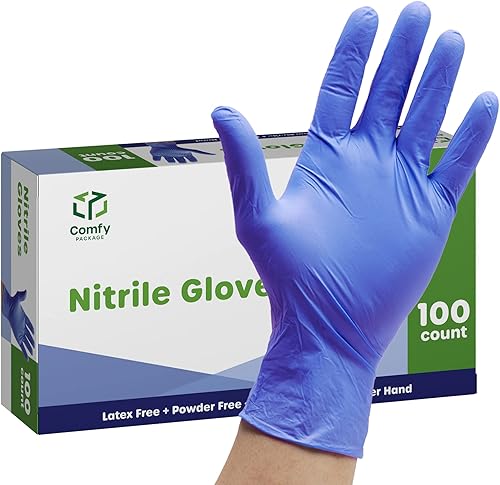 Comfy Package - Guantes desechables de nitrilo, 4 mil. Sin látex y sin goma, Guantes sin polvo, no estériles