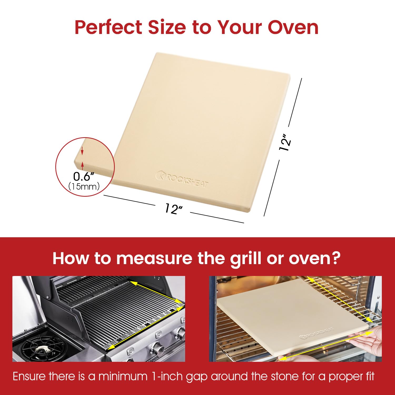 Pietre per pizza per forno e grill, pietra rettangolare per pizza da 30,5 cm × 30,5 cm, teglia per pane in cordierite, pietra da forno per cucinare pizza croccante, pane, torte e biscotti