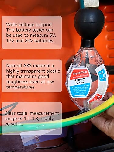 Miniatura 4 de Watris Veiyi Probador rápido de hidrómetro de batería, herramienta de ciclo profundo para sistema de carrito de golf de 6 V, 12 V, 24 V (inhalación)