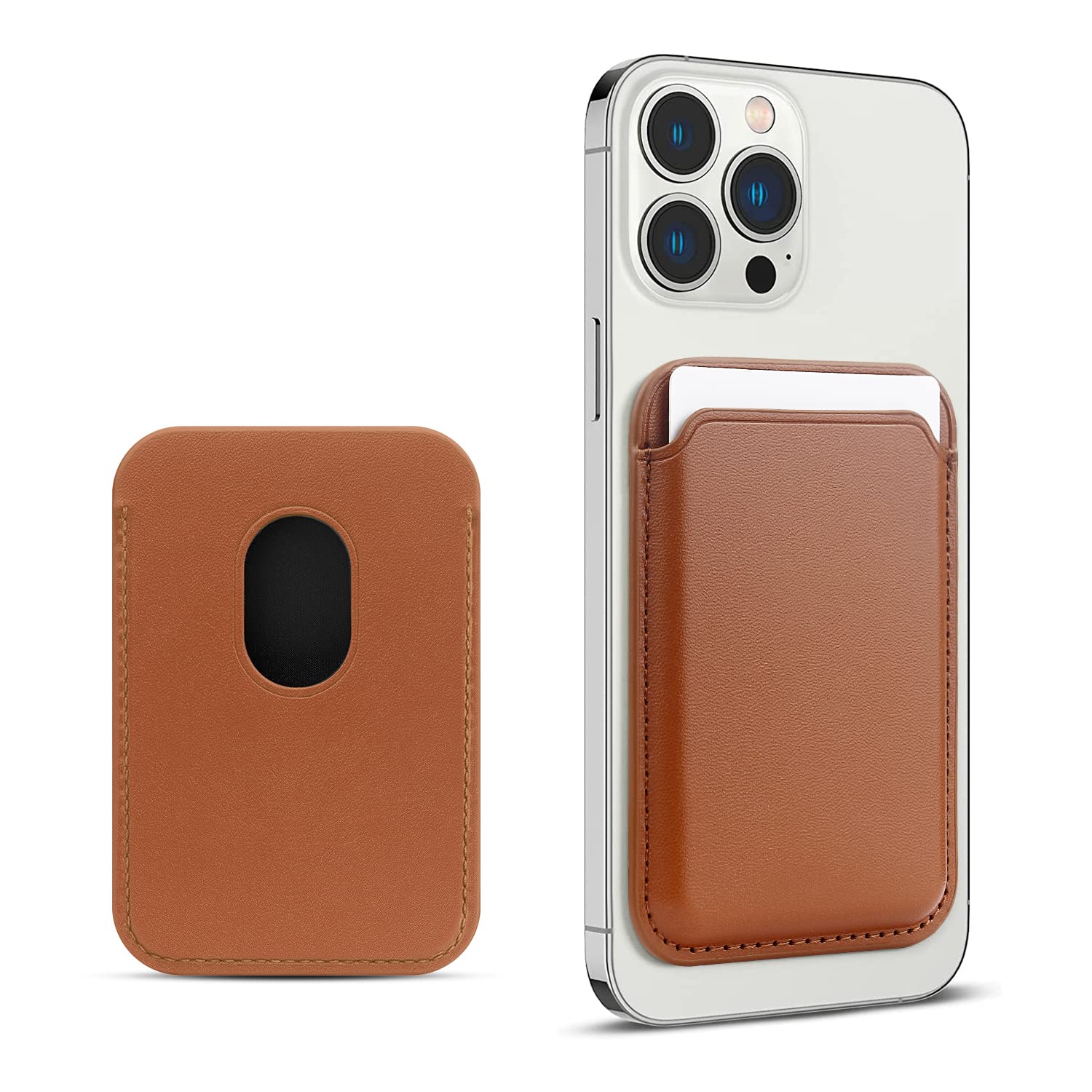 FIDWALL Magsafe Wallet Portafoglio Tessuti in Pelle per iPhone 16/15/14/13/12 Max/Pro/Plus/mini,con Anello in Ferro per all Phone Case,RFID Card Holder con Magsafe Magnete (Sella Marrone)