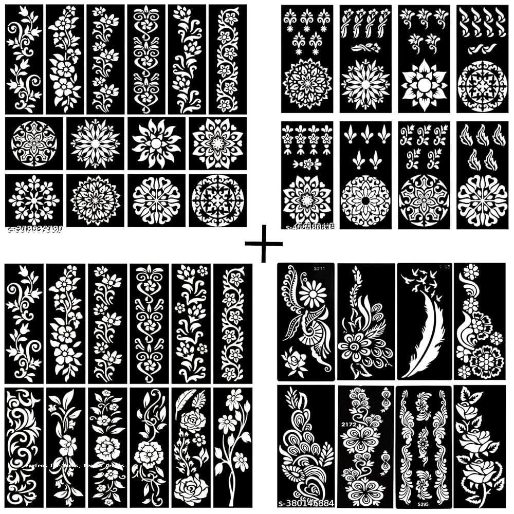 Mehndi Sticker for Hands and Feet - Henna Design Stickers for Women, Girls, Temporary Tattoo Mehendi Stencils for Festivals, Weddings, Diwali, Parties - DIY Reusable Mehndi Art-picture-35