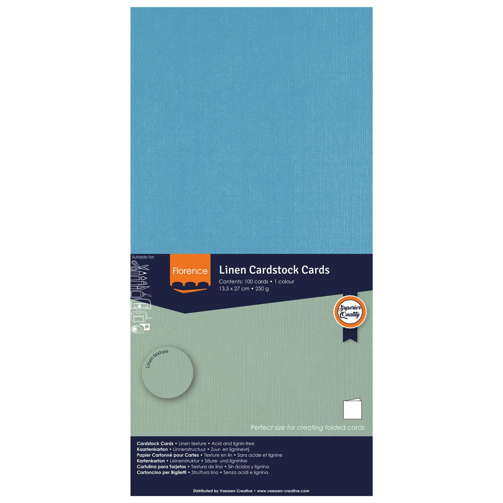 Florence Linen Cardstock 10.6 x 5.3 Inches Blue (Mountain Lake), 100 Sheets of 250 GSM Coloured Paper - Image 4
