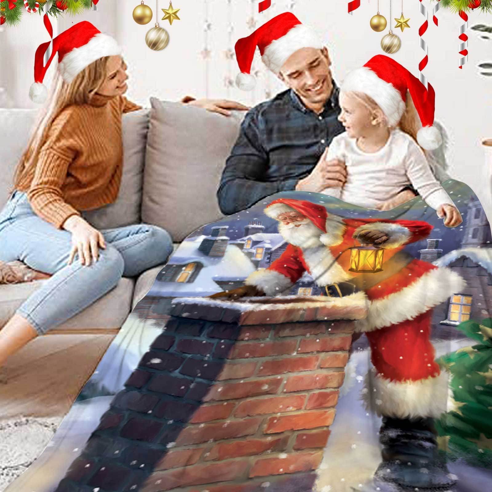 RDJSHOP Manta Navidad Feliz Navidad, Manta Navideña de Franela Santa Manta Mullida Ultra Suave y Acogedora para la Decoración del Hogar, Vacaciones de Invierno,Style5-150x220cm