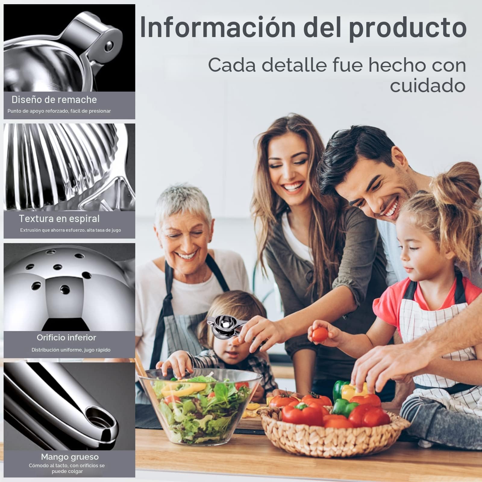 JOPHEK Prensa Cítrica Manual de Palanca, Aleación de Zinc, 7 cm para Cocina