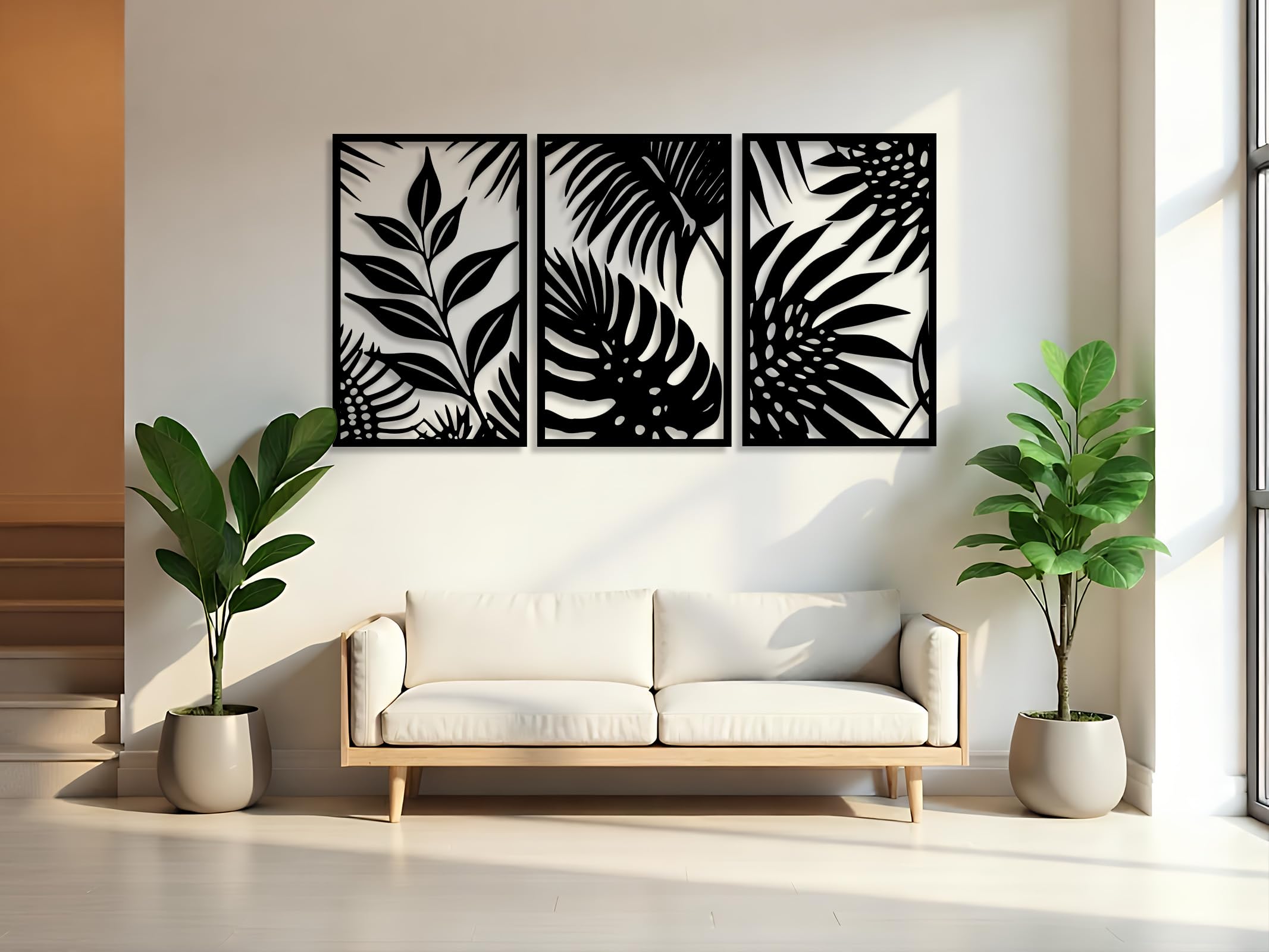 Kajaro Feuille Tableau Mural Bois 3 pièces, 1500x800 mm