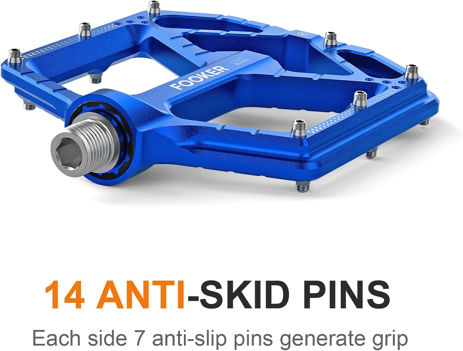 FOOKER Mountain Bike Pedals,Non-Slip Bicycle Flat Pedals Aluminum 9/16",MTB Pedals Wide Platform Pedals for Mountain Bike, BMX, Road Bike Pedals