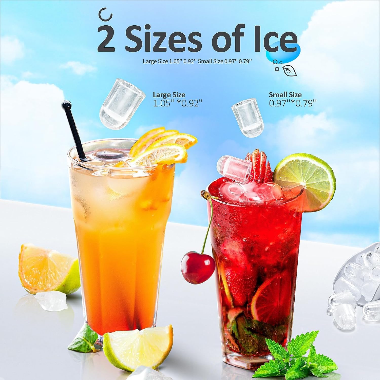 Antarctic Star Countertop Ice Maker, Portable Ice Machine With Carry Handle, 28lbs/24h, 2 Sizes Bullet Ice, 24h Timing, 9 Cubes In 6 Mins Office/Kitchen/Bar White on Fridge.com - View 6