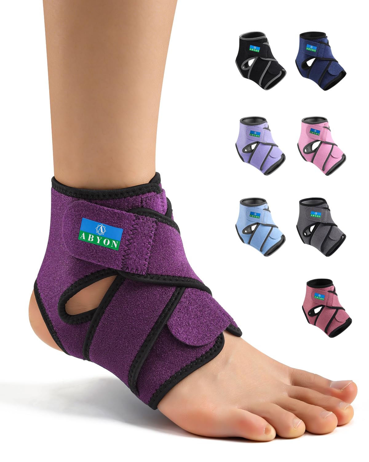 ABYON Neopren Knöchelbandage für Damen und Herren, Atmungsaktive Sprunggelenkbandage S/M/L mit Figure-8-Gurten für Basketball, Verstauchungen, Arthritis und Sehnenentzündung