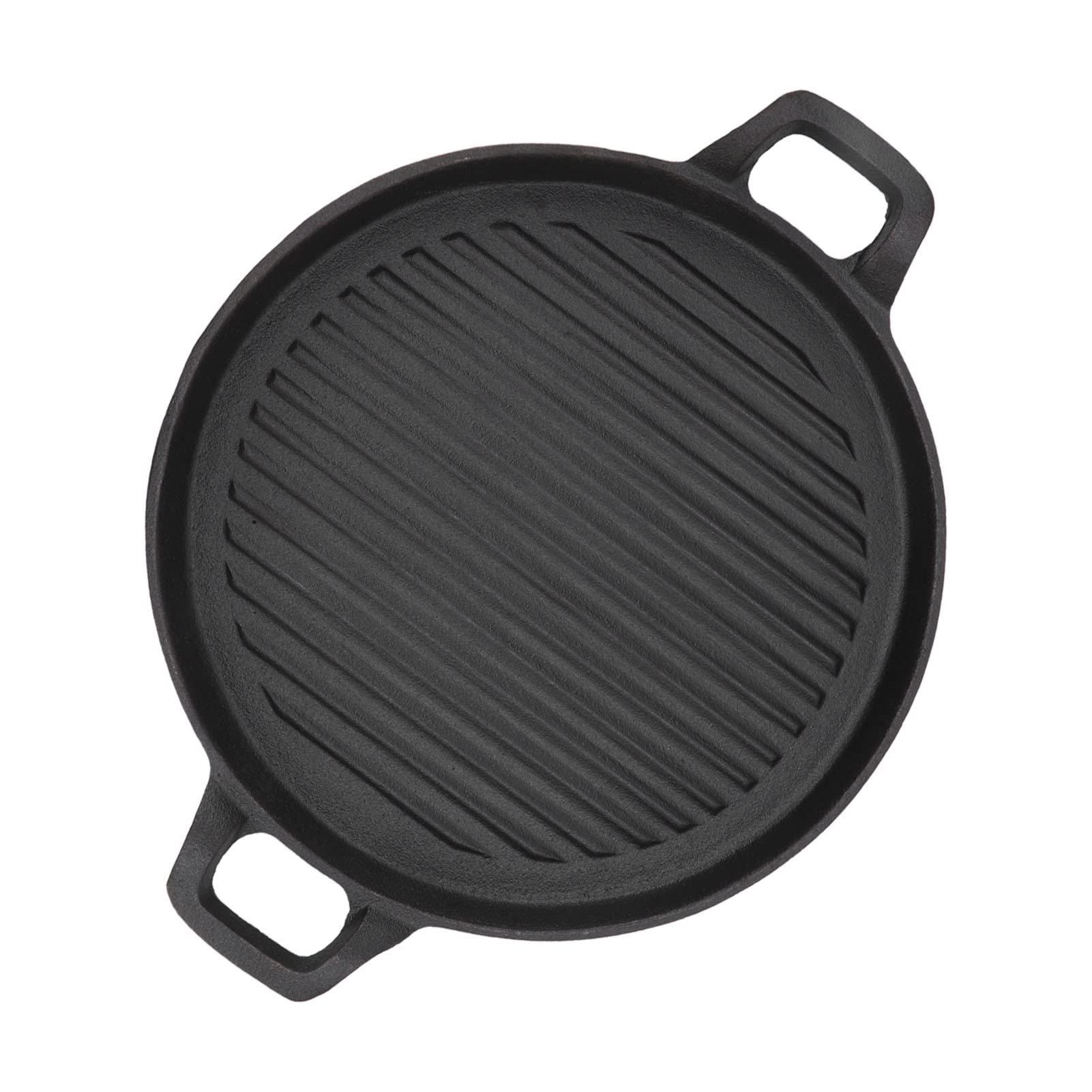 Qcwwy Żeliwna Patelnia Grillowa z Podwójnym Uchwytem, ​​wstępnie Przyprawiona Patelnia Grillowa z żebrowaną powierzchnią, do Grillowania i Gotowania na Płycie Kuchennej (28 cm / 11,0 cali)