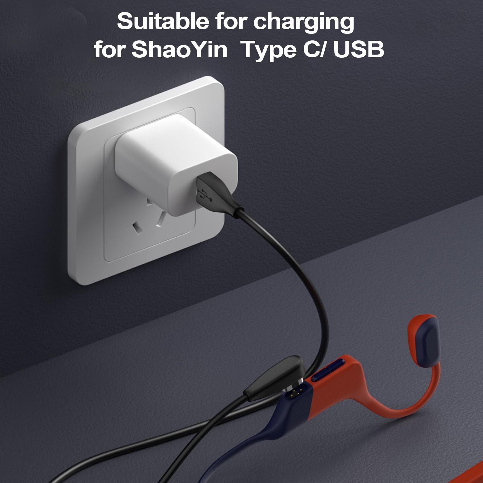 Replacement Magnetic Charging Cable, Magnet Charger Cord, Bone Conduction Headphone Charger, Earbuds Supply, Travel, School, and Outdoor Charge Accessory, Black