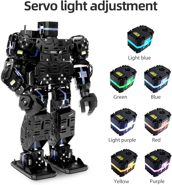 Bipedal Walking Robot, Smart Boxing Football Dancing Robot, Graphically Programmable with Phone and Windows PC App, DIY Armored RC Robot with Servo Light, Gift for Teens and Adults