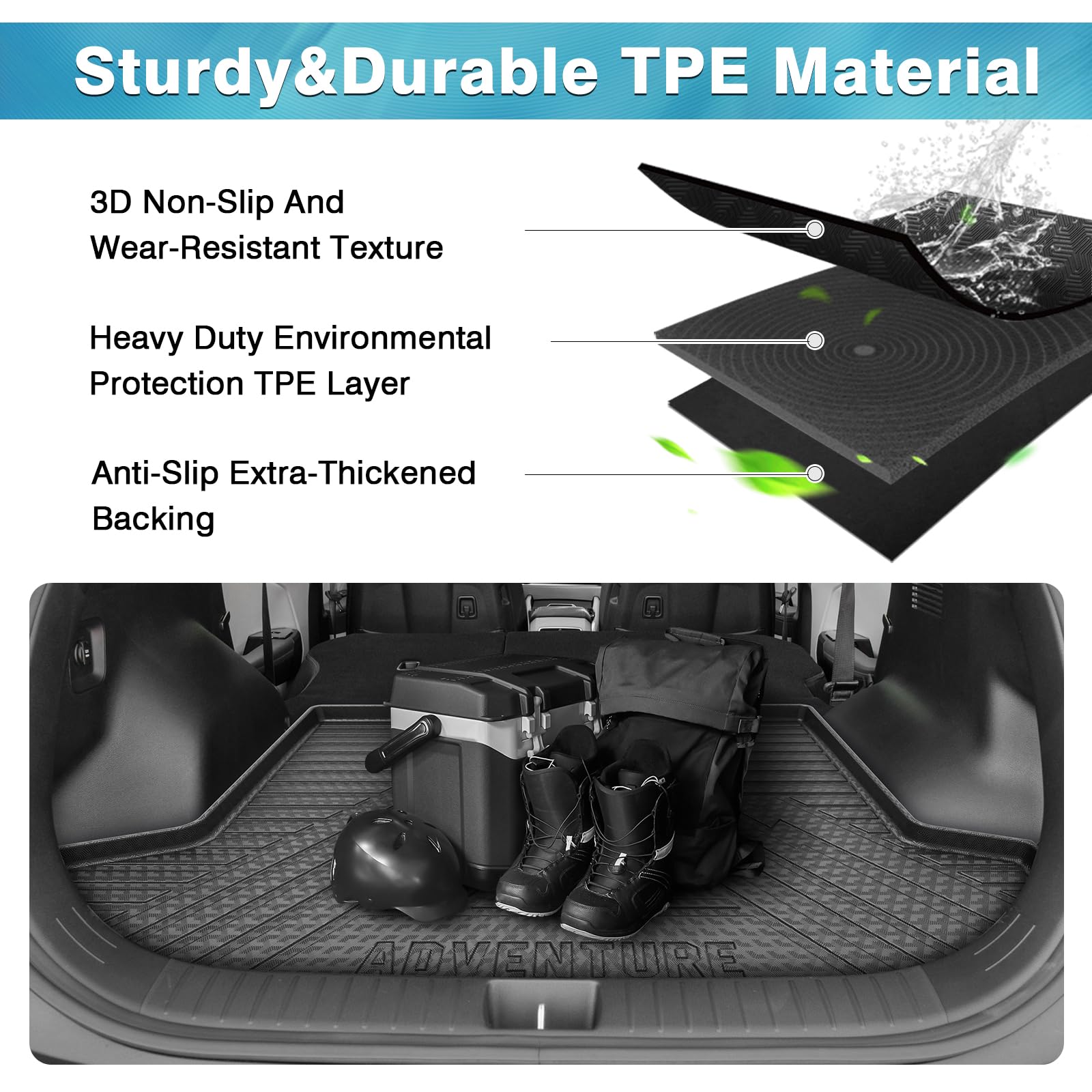 Cargo Liner for Kia Sportage 2023-2025 (No PHEV), Fit for 2026 EX, SX, LX, Trunk Mat for Sportage Accessories Rear Cargo Mat Trunk Liner Black