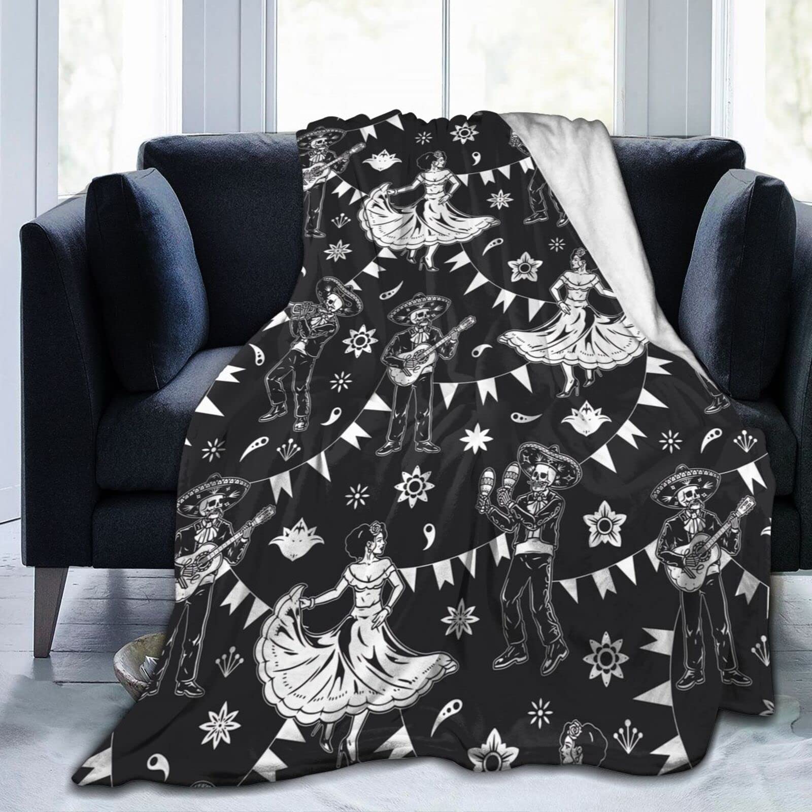 Lsjuee Cinco De Mayo Throw Blanket Soft Cozy Lightweight Blankets Funny Mexican Holiday Fiesta Flannel Blanket for Sofa Couch Bed Office 50"X40"