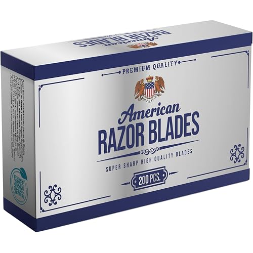 American Razor Blades by The Shave Factory - Super Sharp Double Edge Razor Blades, Japanese Steel, New Value Pack (200)