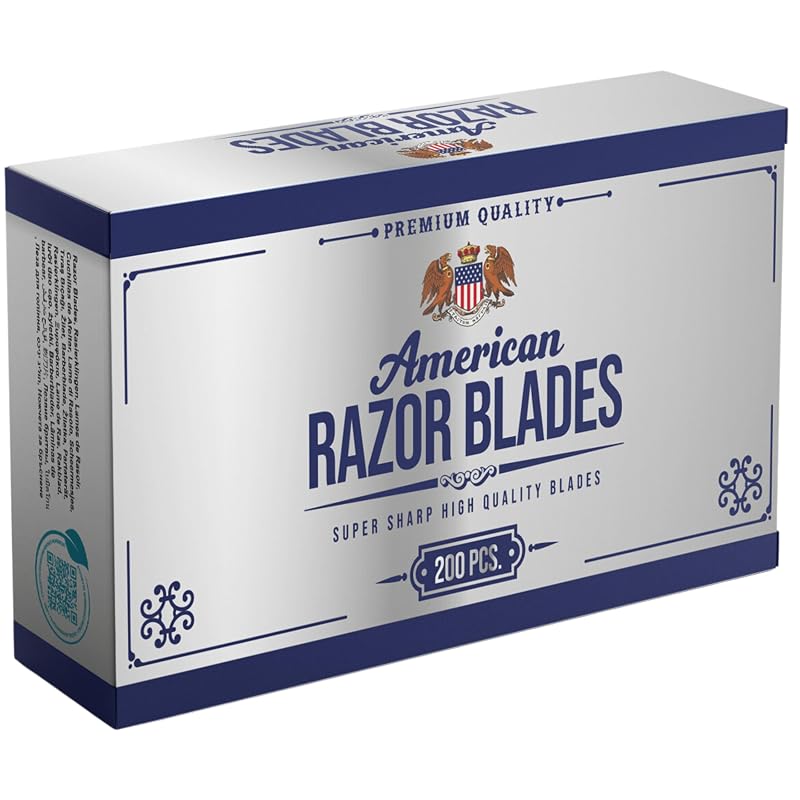 Lâminas de barbear American Razor Blades the shave factory em aço japonês, pacote com 200