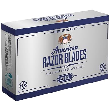 American Razor Blades by The Shave Factory - Super Sharp Double Edge Razor Blades, Japanese Steel, New Value Pack 200