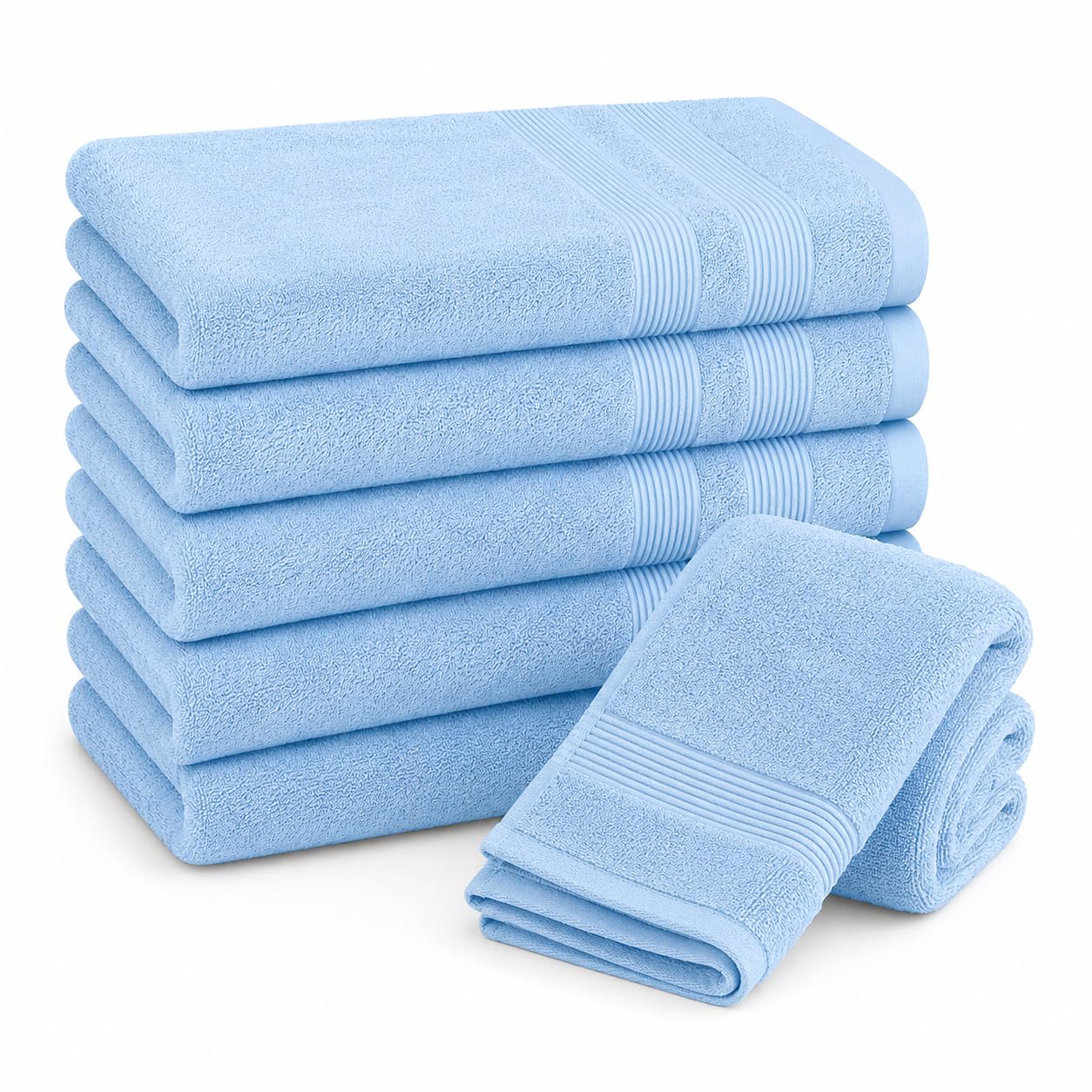 Hand Towels Pack of 48 – 100% Ring Spun Cotton Hand Towels for Bathroom | 500 GSM Royal Egyptian Soft Highly Absorbent Hand Towel – 50 X 80 cm Hand Towels with Ribbed Border for Spa, Hotel & Bathroom — image 1