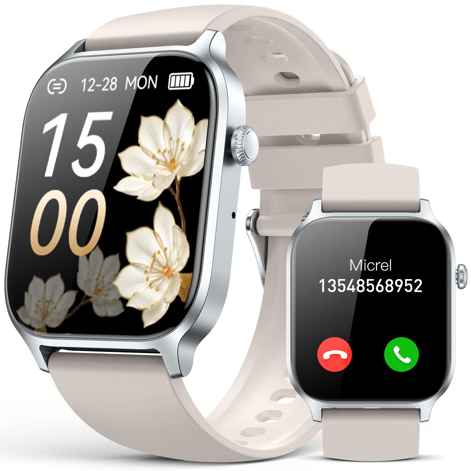 Reloj inteligente para hombres y mujeres: contestar/hacer llamadas, 2024 IP68, resistente al agua, reloj inteligente con contador de pasos de sueño, reloj inteligente de actividad para Samsung Andriod