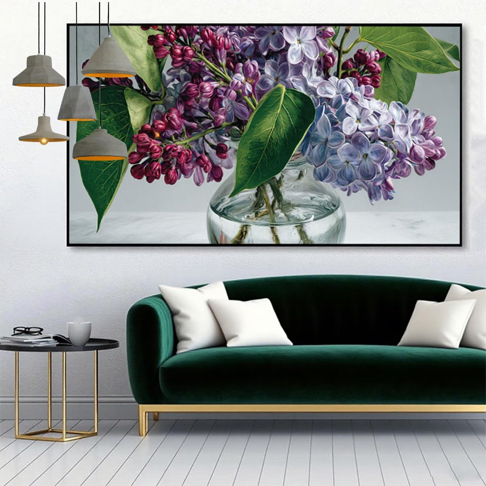 Diamond Painting XXL 70 x 140 cm, obraz do malowania diamentami na kwiaty, wazon "zrób to sam", mozaika 5D, zestaw do majsterkowania, dla dorosłych, prostokątne kamienie, haft, sztuka rzemiosła, do