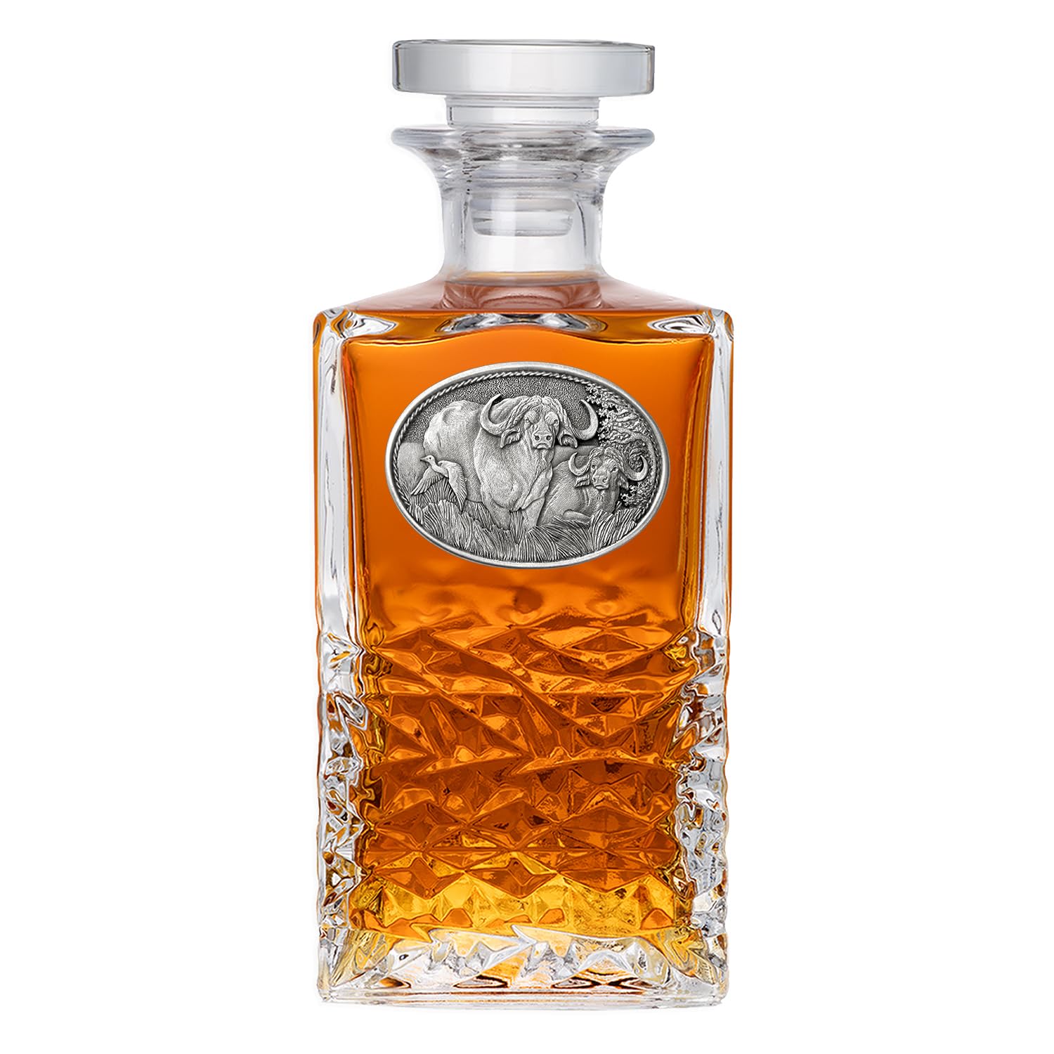 Heritage Pewter Cape Buffalo Heritage Decanter | 25 OZ Liquor Pourer | Expertly Crafted Pewter Glass