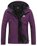 Women's Waterproof Softshell Jacket with Hood Fleece Lined Winter Jacket Insulated Windbreaker Hiking Jacket