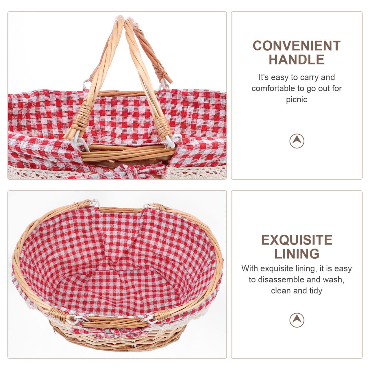 Toddmomy Cesta De Mimbre Cesta de Picnic De Compras Tejido De Caperucita De Pascua Tejida Decoraciones para El Hogar De Sauce Amantes