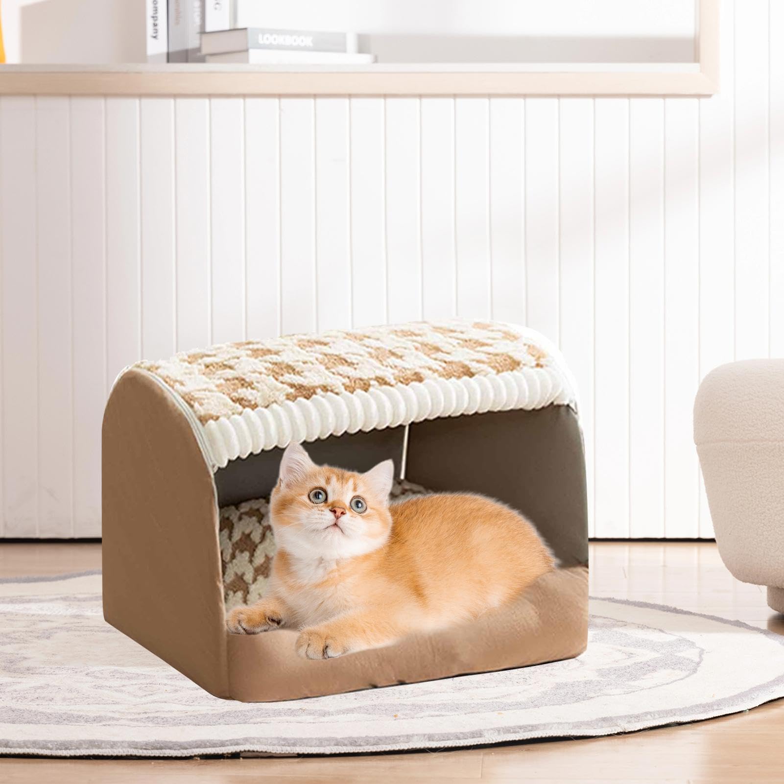 Gemütliches kleines Haustierbett | Indoor Kätzchen Versteck | Rutschfestes wasserdichtes Katzenhaus | Haustierbett für Indoor-Katzen, bequemes Katzenzubehör, perfektes Versteck für Katzen und Kätzchen