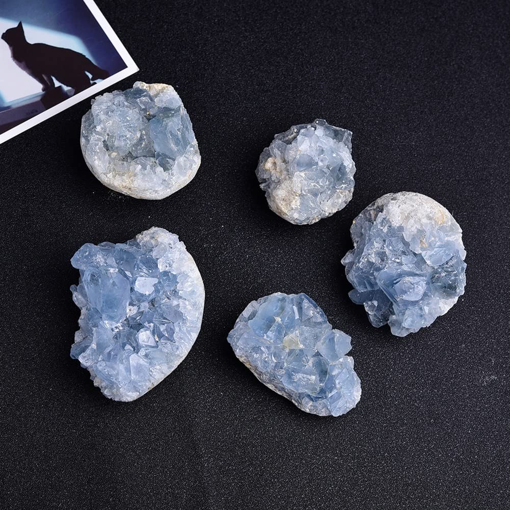 Decorazione di meditazione di guarigione di crista Gruppo di cristallo di Celestite blu naturale 100-300g Pietre di guarigione dei minerali for l'insegnamento Dream Home Decor .Decorazioni per la casa