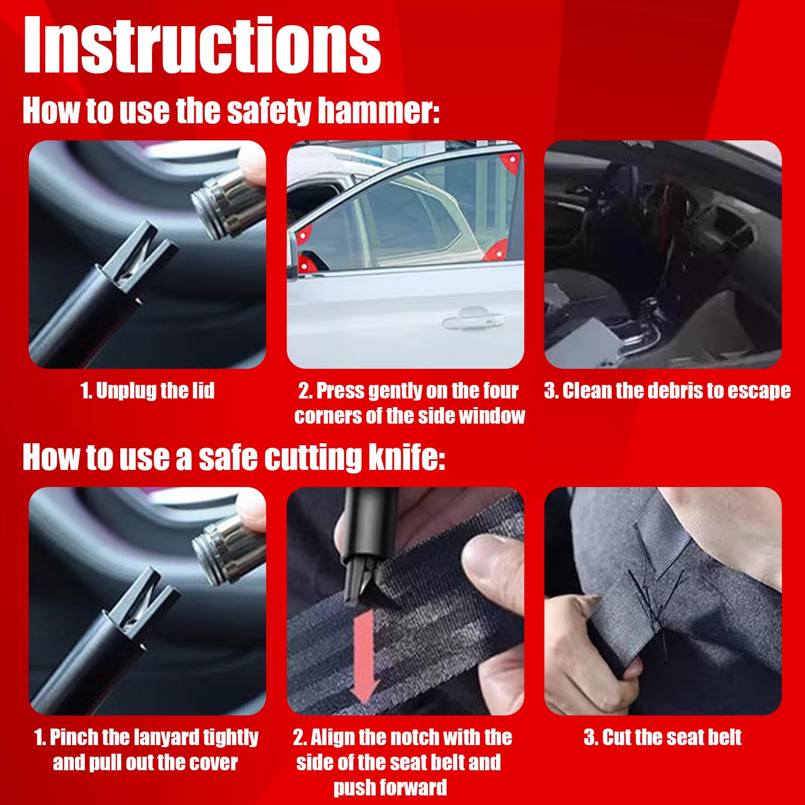 PIWOSGOL 2 Pièces Coupe Ceinture Brise Vitre 2 En