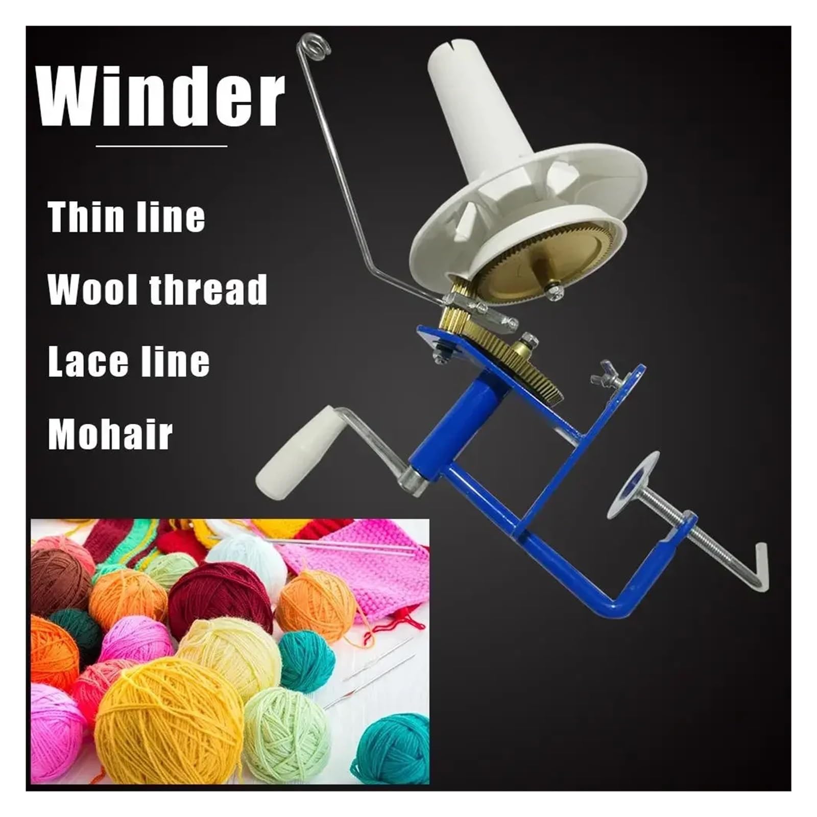 Duży, obsługiwany ręcznie uchwyt na włóczkę Swift Yarn Winder Manual String Yarn Winder Akcesoria do maszyn do szycia Ball Winder Narzędzia do szycia Stabilny i precyzyjny(A)