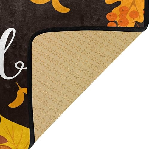 Miniatura 7 de Alfombras de cocina de hojas de otoño, color naranja, tapete de baño para baño, absorbente, antideslizante, lavable, tapete de escritorio de pie