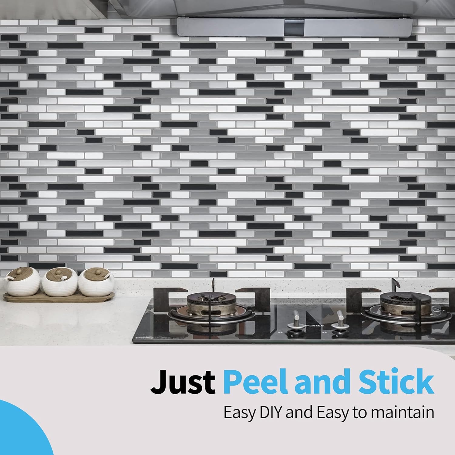 Art3d 10-Piece Stick on Backsplash Tile for Kitchen/Bathroom, 12" x 12" Gray-White Tile: Home & Kitchen