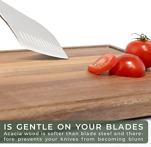 Miniatura 5 de WALDWERK Juego de tablas de cortar (15.75 x 1213 x 9.510 x 7 pulgadas) de madera de acacia maciza, tablas de cortar de 0,8 pulgadas de grosor para