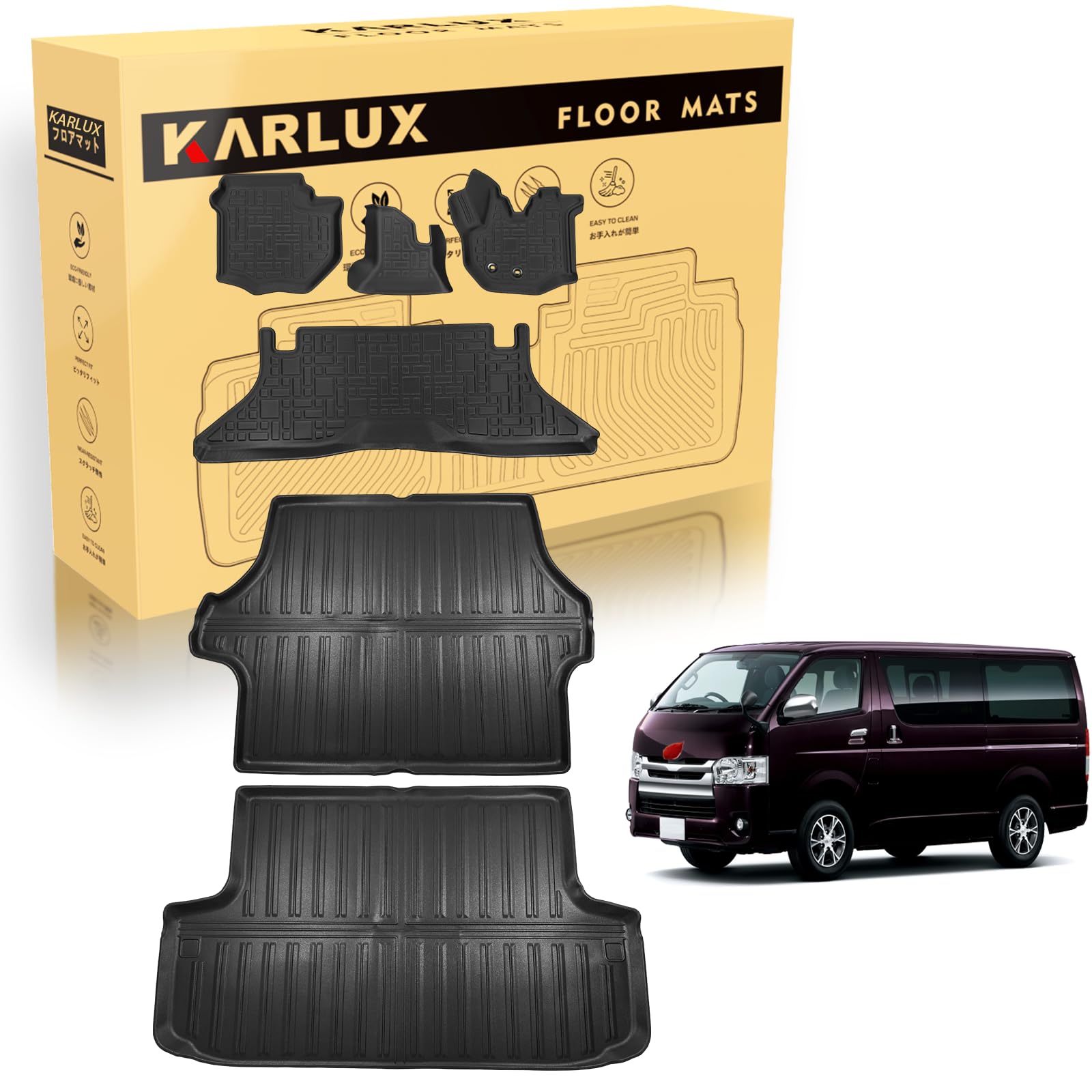 ハイエース200系　標準車ナロー車　3Dフロアマット　T5910TM Amazon | KARLUX トヨタ ハイエース200系標準ナロー車用 3D