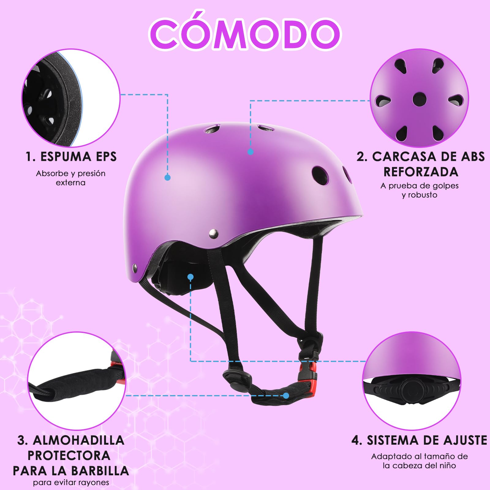 ZWOOS Protecciones Patines Niño 7PCS Casco Rodilleras Coderas Muñequeras Ciclismo Patinaje