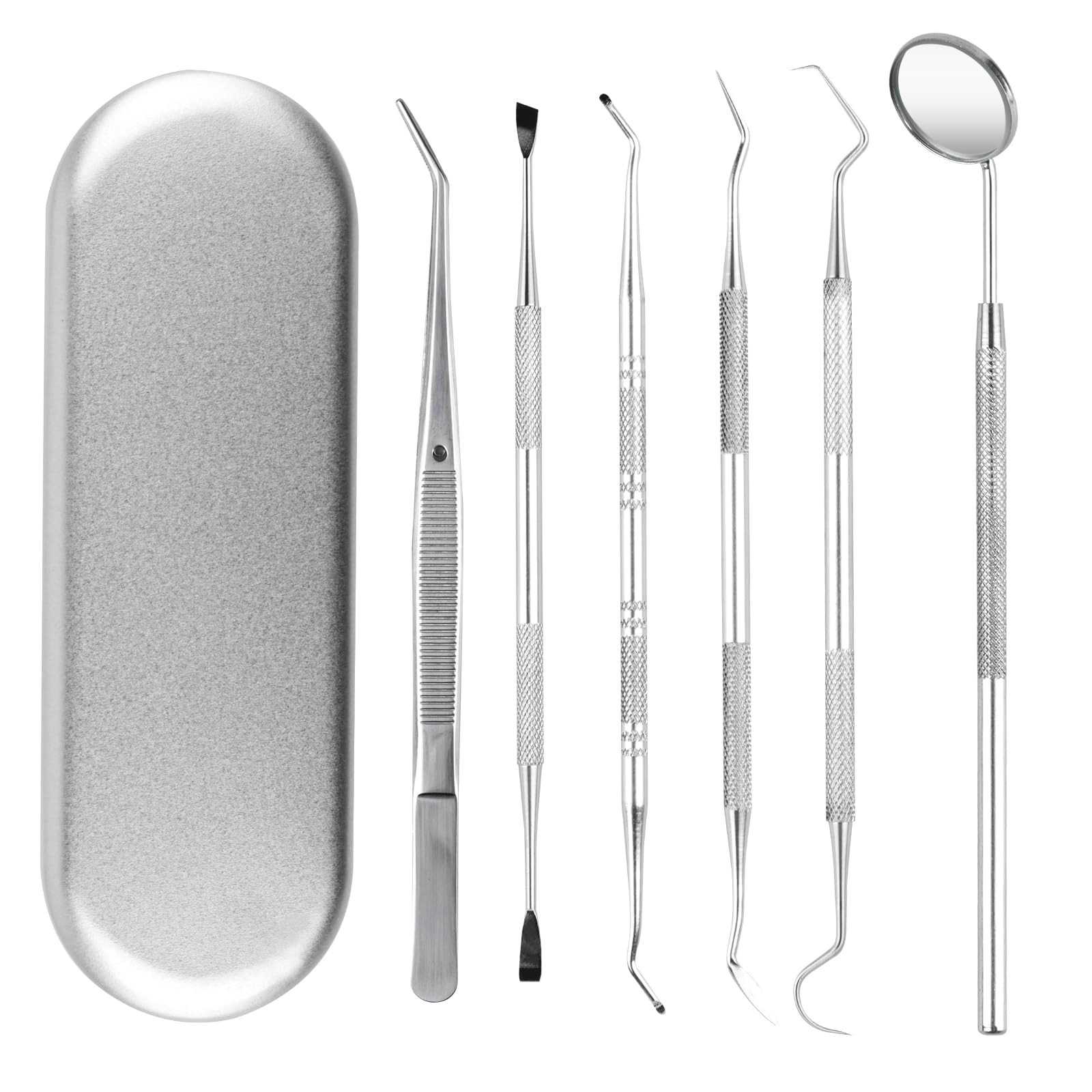 Kit limpieza dental 6 piezas, Herramientas para dentista,Eliminador sarro para perros y humanos,Conjunto de cuidado dental,Espejos dentales,espejos bucales,pinzas dentales, sondas dentales