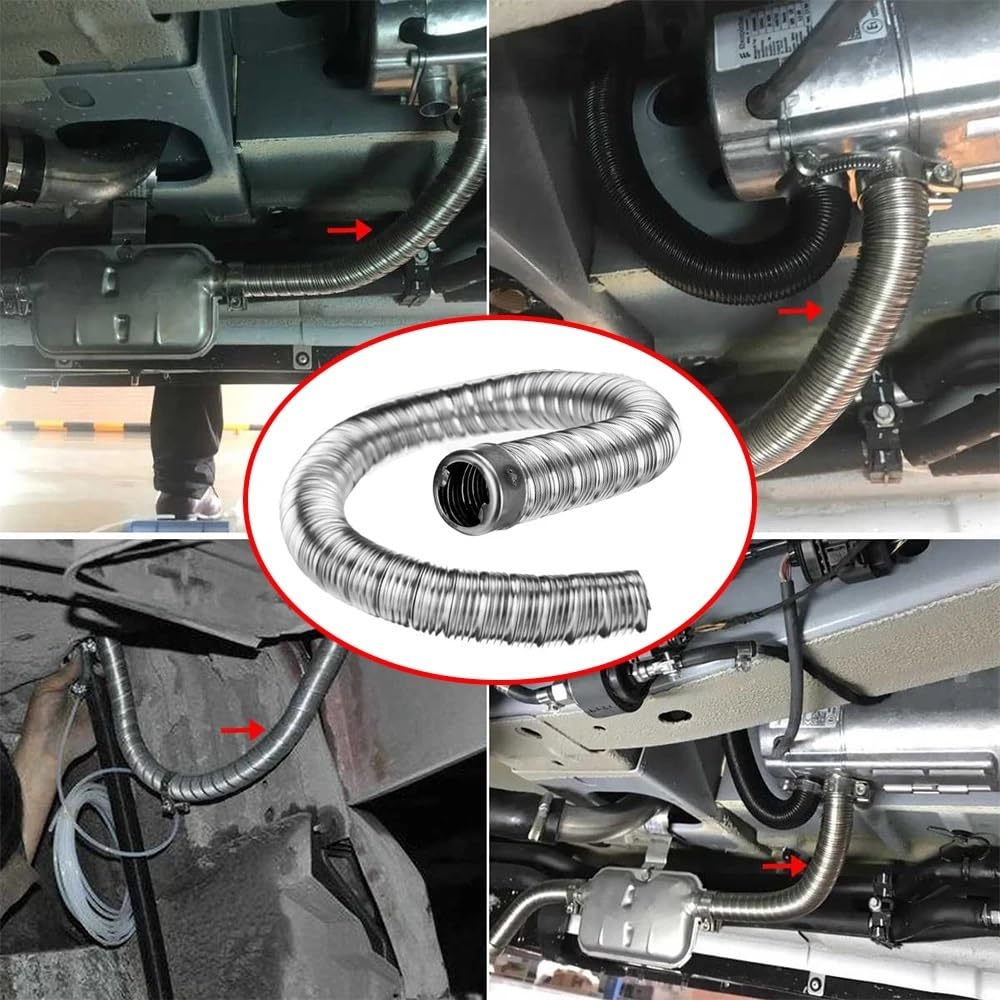 60CM Compatible for Eberspacher/Webasto Air Diesel Chauffage de stationnement Tuyau d'échappement Tube en Acier Inoxydable Tuyau de Ventilation Accessoires Automobiles