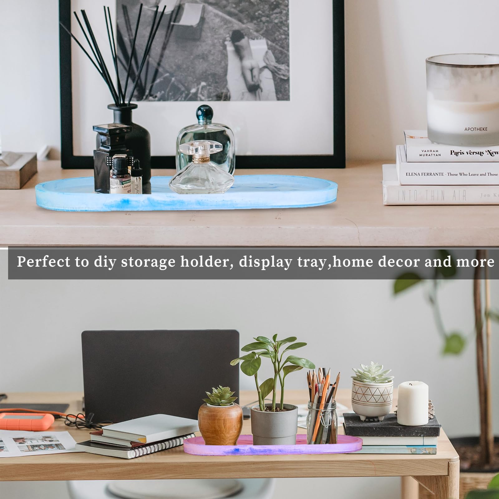 Wehous Large Oval Rolling Tray Mold - 13in Silicone Tray Molds with Edges for Epoxy Resin Craft & Home Decor - Image 6