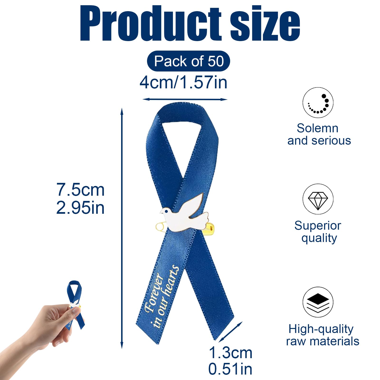 50Pcs Dove Funeral Ribbon Blue Memorial - Image 2