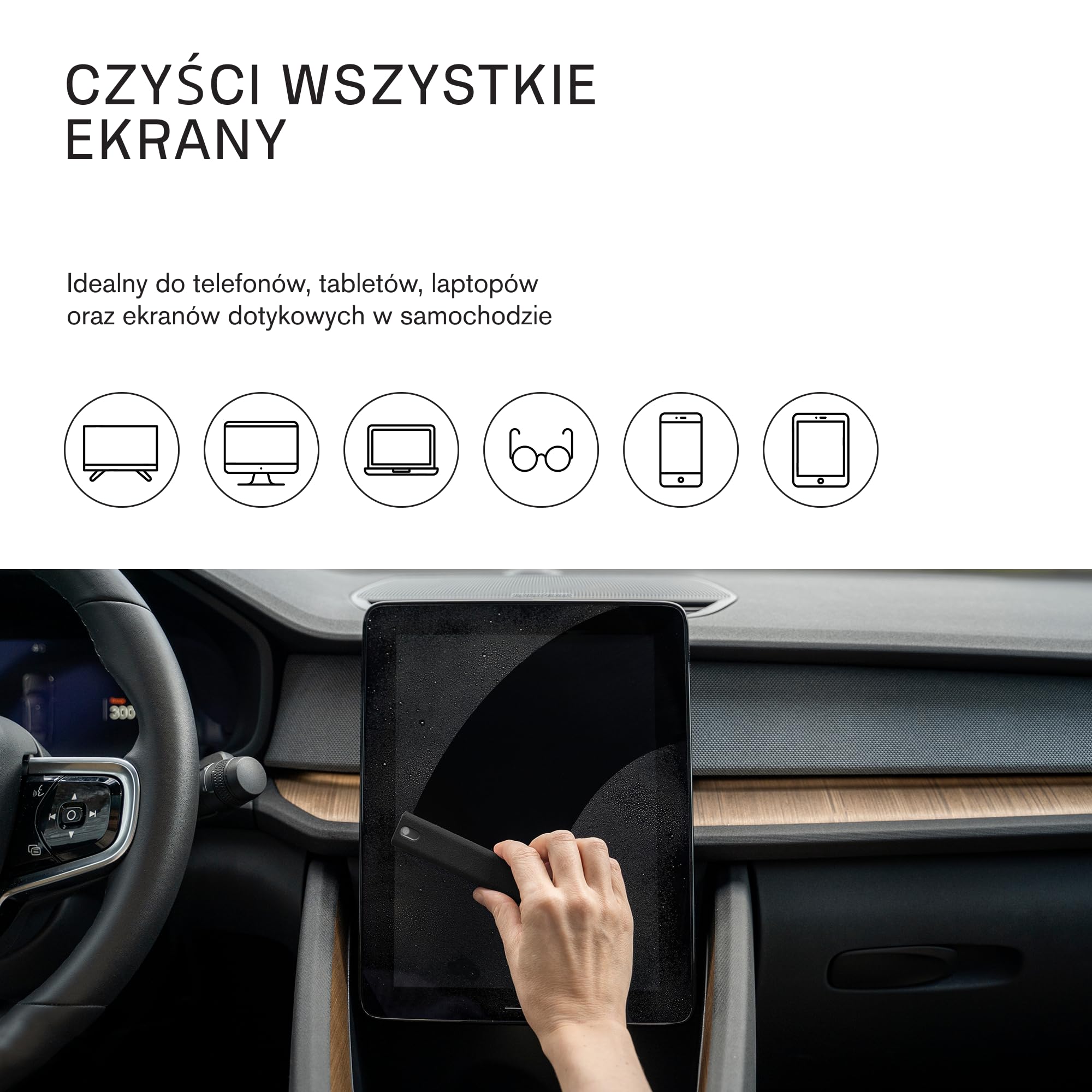 am Zestaw do czyszczenia ekranu z atomizerem 2 w 1 – środek do czyszczenia wyświetlaczy do smartfona, tabletu, laptopa i auta – screen cleaner z mikrofibrą (czarny, 1 szt.)