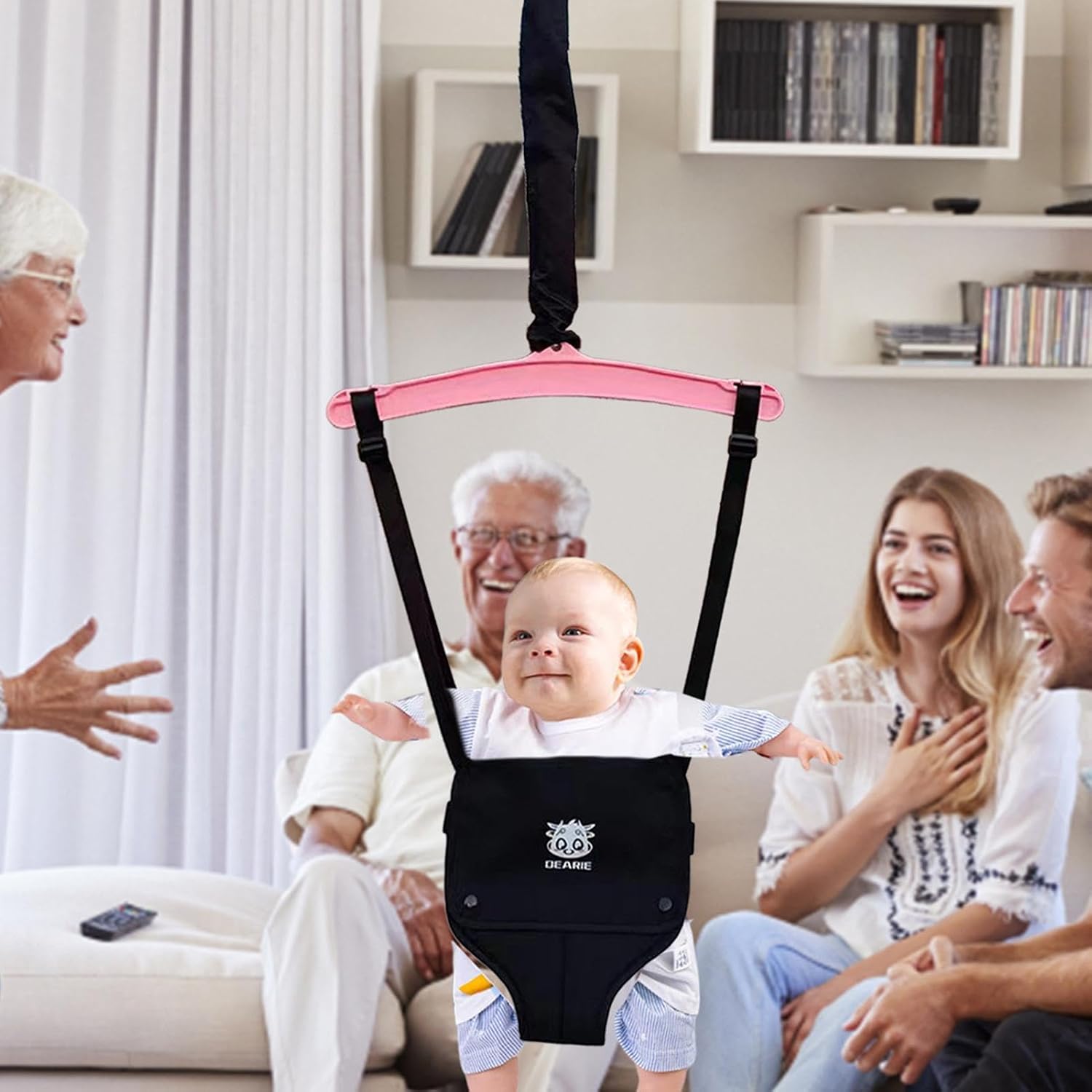 Generic Saltador de puerta para niños, Correa Ajustable, Correa para puerta de bebé, Puente de puerta para bebé, Puente y gorilas, fácil de instalar, para bebés de 6 Meses en adelante, Black