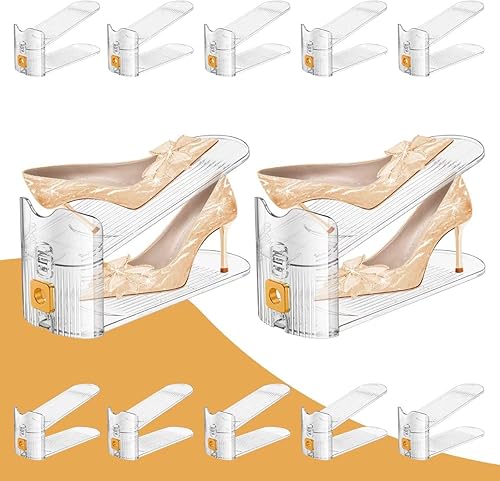Miniatura 22 de Organizador de Ranuras para Zapatos para Armario, PAQUETE DE 12 Apilador de Zapatos Organizador de Estante para Zapatos para Armario Ahorrador