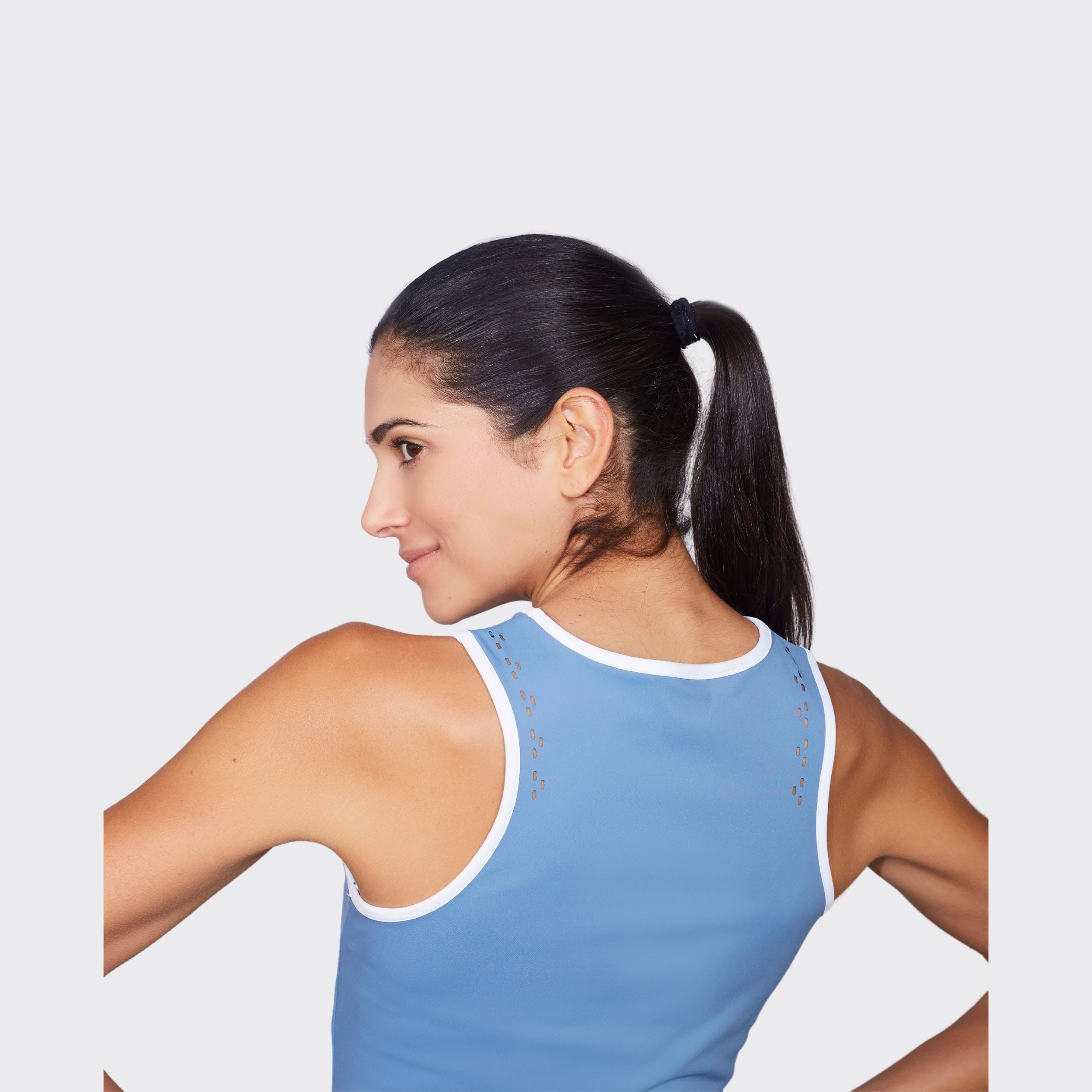 BB by Belén Berbel Maglietta Freya Retro Blue Donna - Sportiva per paddle, Tennis, Pickleball e Palestra, Abbigliamento tecnico leggero, traspirante ed elastico
