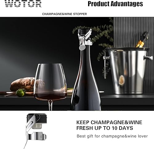 Miniatura 4 de Tapones para botellas de champán y vino, de acero inoxidable con silicona de grado alimenticio, a prueba de fugas, se mantienen frescos,